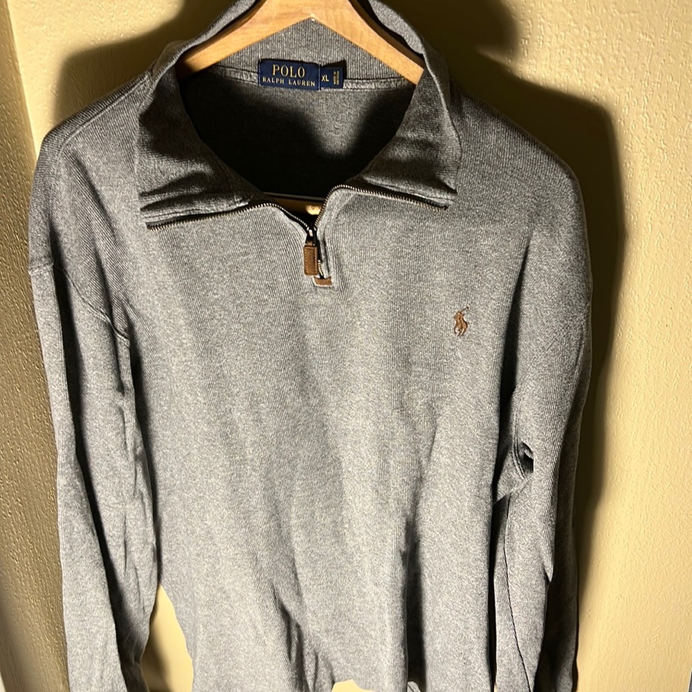 Polo Ralph Lauren Men’s Quarter Zip Sweatshirt/Sweater Color Gray Size XL